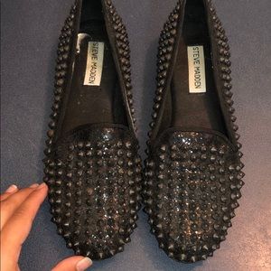 Steve Madden Black Studded Loafers
